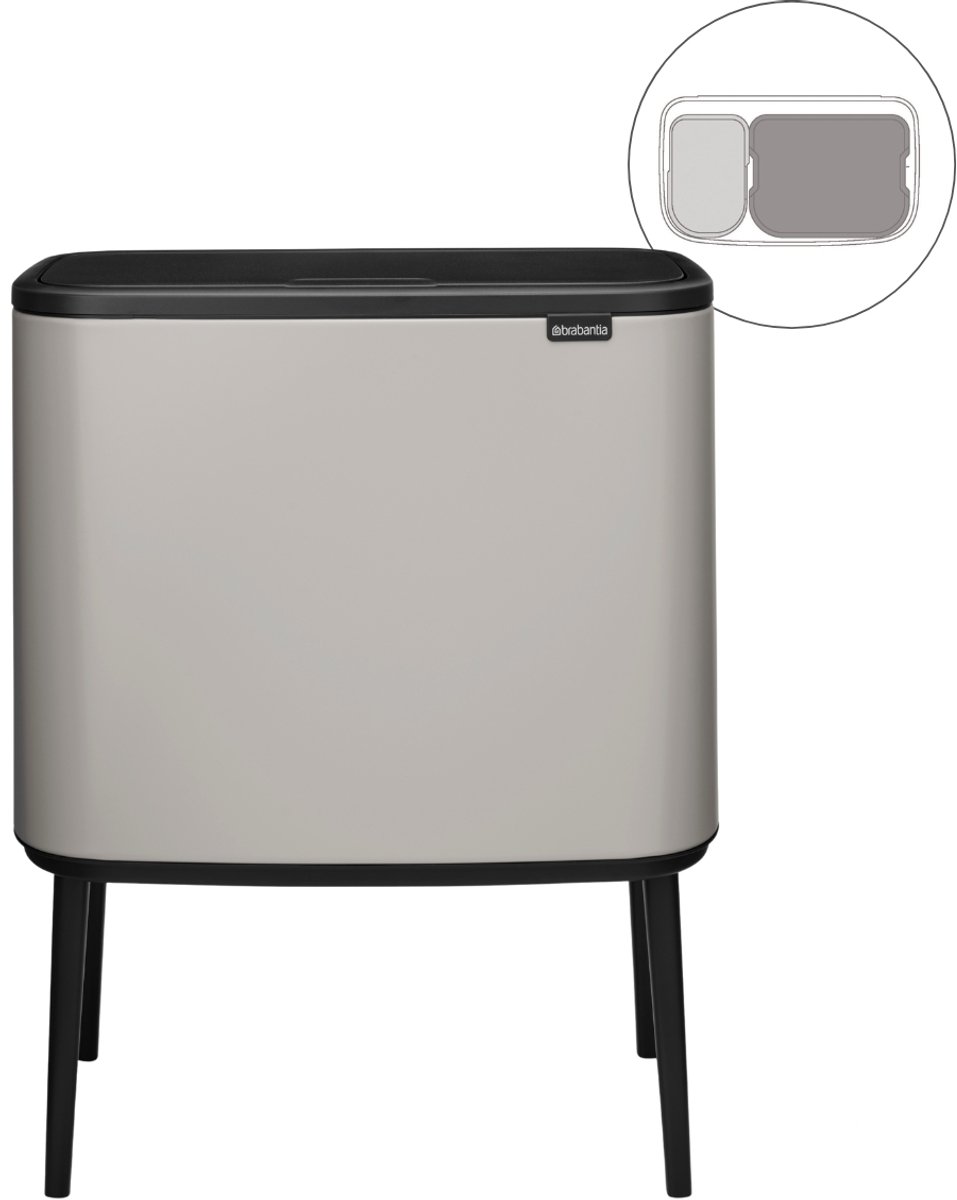Brabantia Bo Touch Bin Prullenbak - 11 + 23 liter - Afvalscheiding - Soft Grey