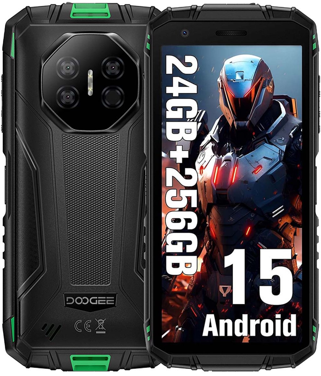DOOGEE Fire 3 Ultra Robuuste Smartphone - 24 GB RAM - 256 GB ROM - 8350 mAh - 5,5 inch - Android 15 - IP68/IP69K Outdoor telefoon - Face ID - OTG - NFC - Groen