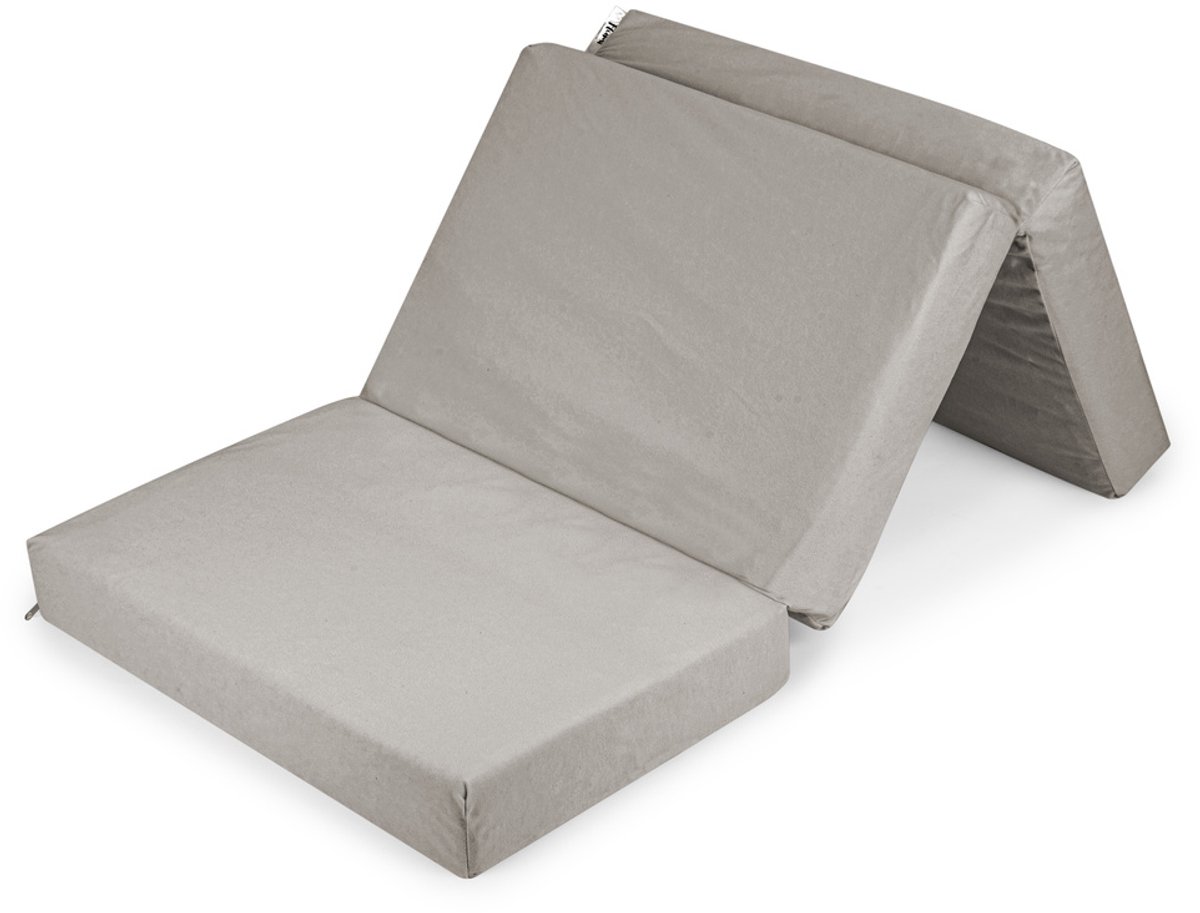 Flumi - Opvouwbaar Kindermatras 120x60 cm - 3-delig Vouwmatras - Afneembare Wasbare Hoes - Geschikt voor Campingbedje - Grijs