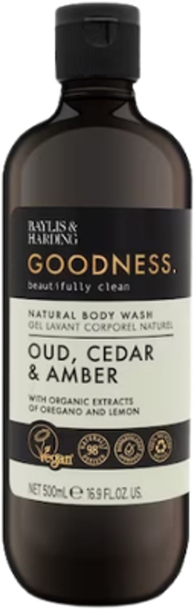 Baylis & Harding Bodywash - Oud, Cedar & Amber | 1x 500ml - Luxe Douchegel - Goodness, Beautifully clean
