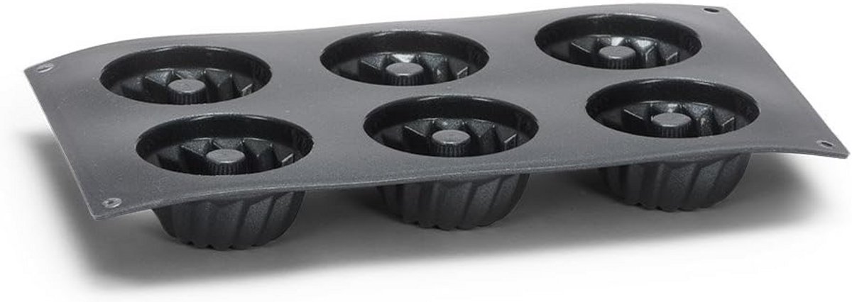 Silicone Bakblik voor 6 Mini Cakes - Roestvrij Metaal - Zwart