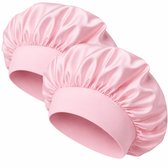 Hëndig Bonnet Satijn - 2 stuks - Slaapmuts Satijn - Satijnen Bonnet- Roze - 2 Kleuren beschikbaar