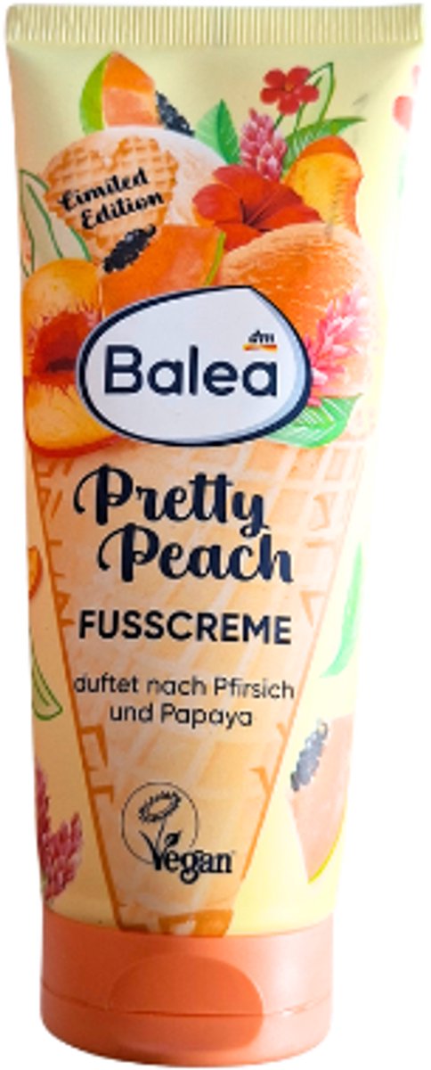 Balea Voetcrème Pretty Peach | 1x 100 ml - Zomerse Zoete geur - Perzik & Papaya | Soepel en Zachte Huid - Limited Edition Zomer 2026