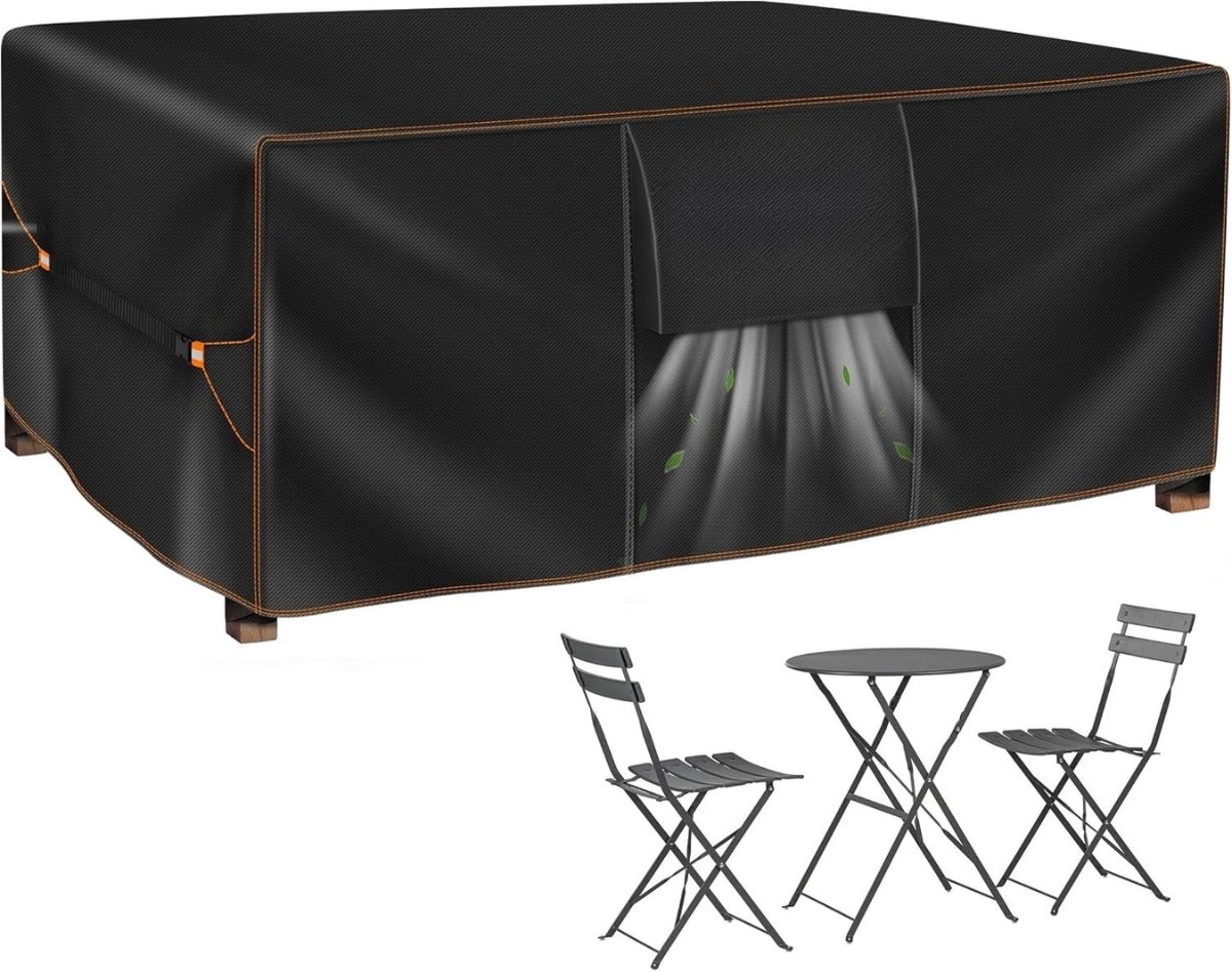 Famanu - Tuinmeubelhoes waterdicht, 120 x 90 x 74 cm rechthoekige tuintafelhoes, 420D zwaar belastbare Oxford polyester outdoor patio set hoezen winddicht, anti-UV voor stoel en tafel