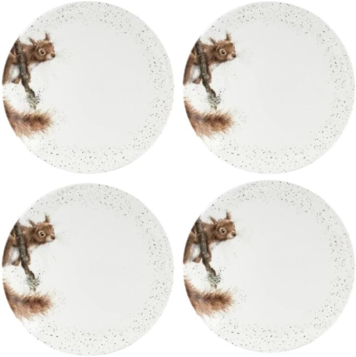 Servies van 4 dinerborden Keramiek met eekhoornprint