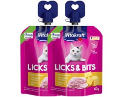 Vitakraft Licks & Bits Kat Kaas & Ham 1 x 60 gr - Kattensnack - Liquid Snack