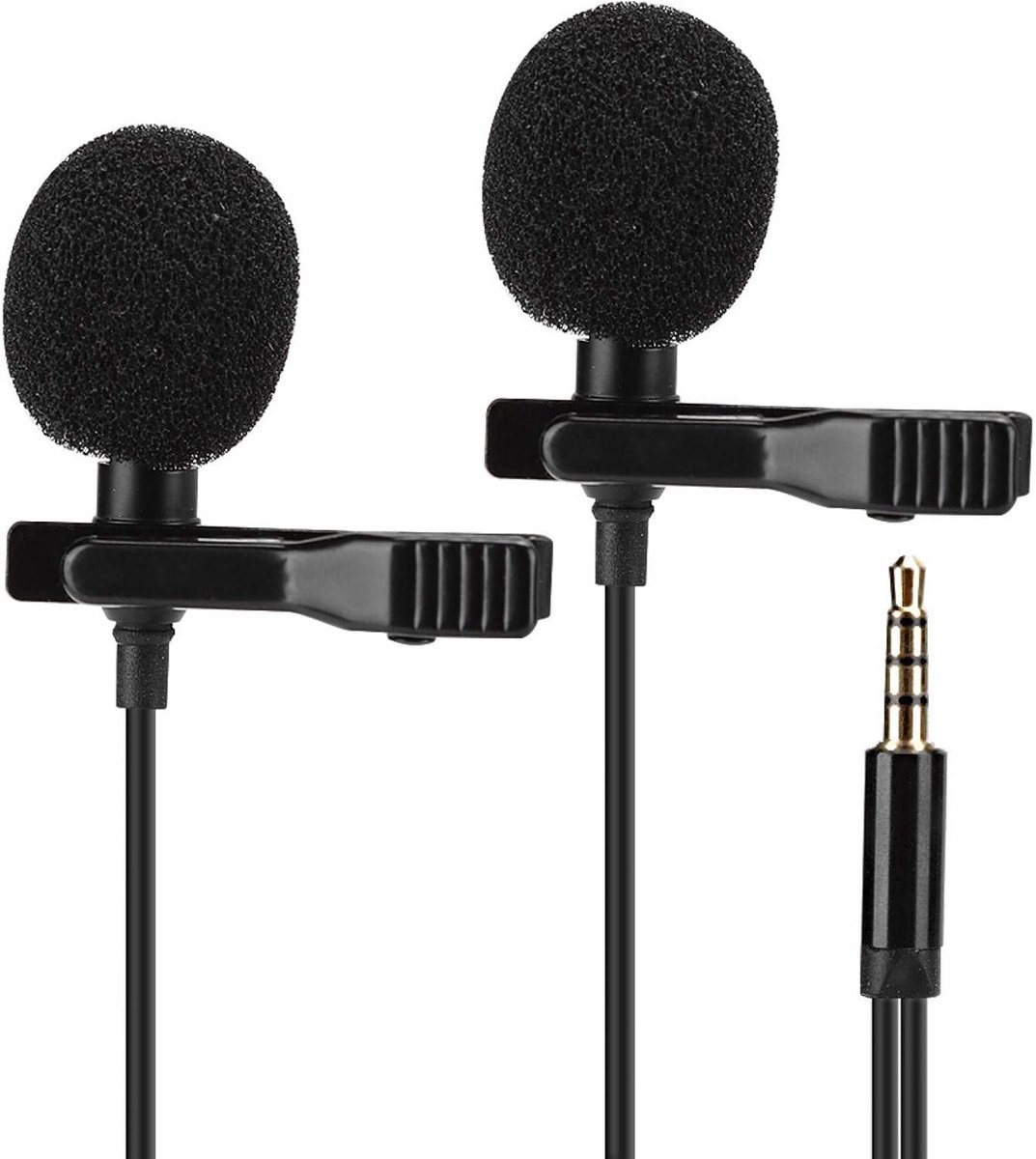 Duaal Lavalier Microfoon Set met Clip voor Smartphone en Camera - Professioneel Geluid