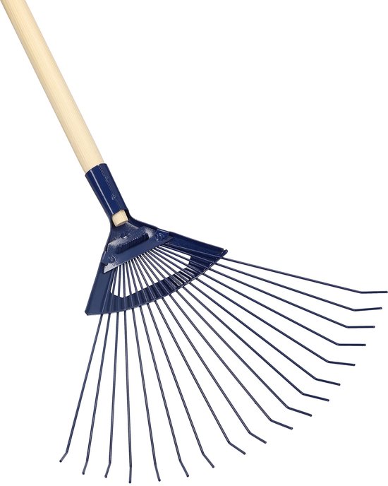 KOTARBAU® Bladhark, Staal, 41 cm, Bladbezem, met Houten Steel, 181 cm, Stevige Hark,Tuinhark, Gazonhark, voor Bladeren Gras Tuin, Ergonomisch Tuingereedschap, Donkerblauw Natuurlijk Hout van Merkloos	 — afbeelding 2