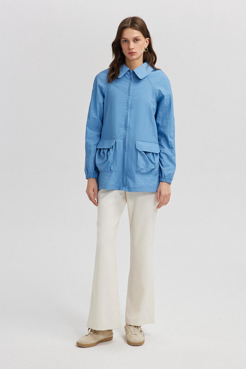 Touché Privé - Regenjas met zakdetail - Blauw - Dames