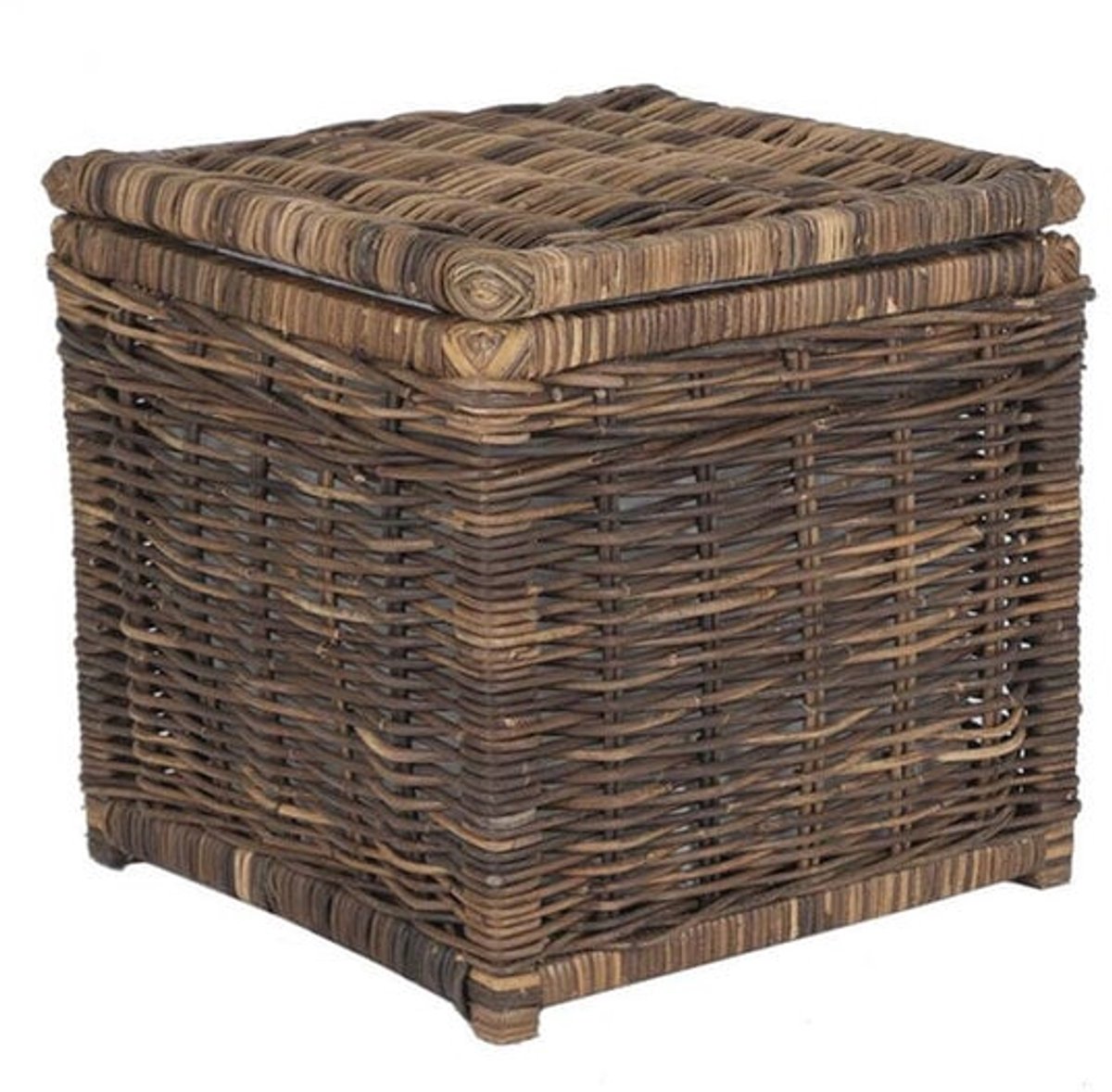 Vierkante Rotan Opbergmand Luc - Antiek - 60x60xH60 cm - Antiekbruin