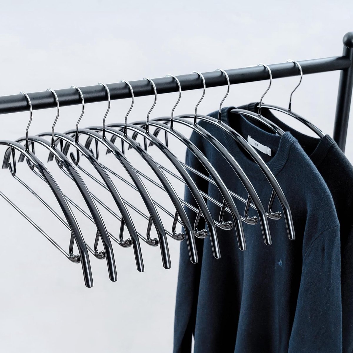Set van 10 antislip klederhangers 43cm - zwart