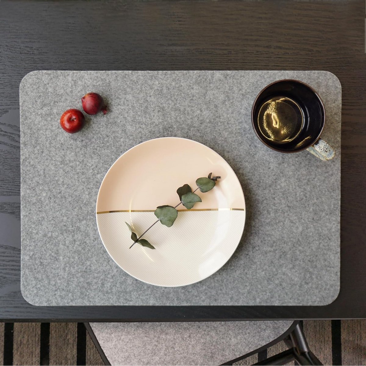 Vilt Placemat Set van 6 - 33 x 45 cm - Afgeronde Hoeken - Lime — cadeau in Wonen & Interieur - foto 5