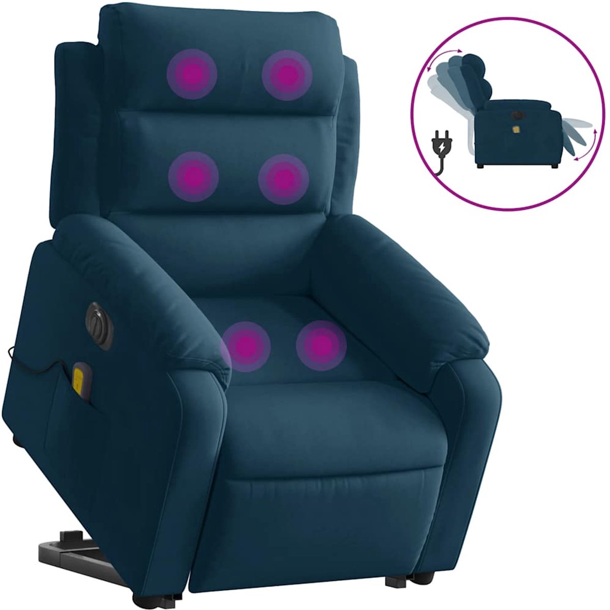 vidaXL Sta-op-massagestoel - elektrisch - verstelbaar - fluweel - blauw