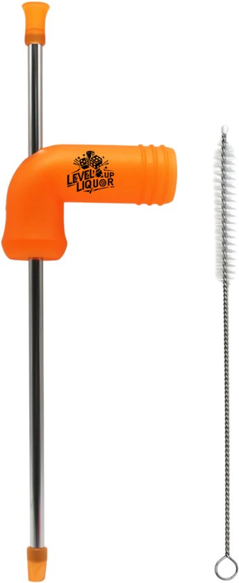 LevelUpLiquor Bier snorkel - Oranje - Met borstel - Scuba Bier - Ook voor grote flessen - Bier Dispenser - Bier cadeau - Attributen - Dranktrechter - Drankspel - Feest - Bier Accessoires - Bierriet - Bier atter - Cadeau - Koningsdag - Feestpakketten
