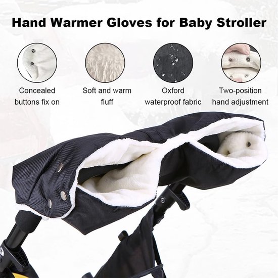 Waterdichte en Winddichte Handwarmer voor Kinderwagen met Fleece Voering — afbeelding 3