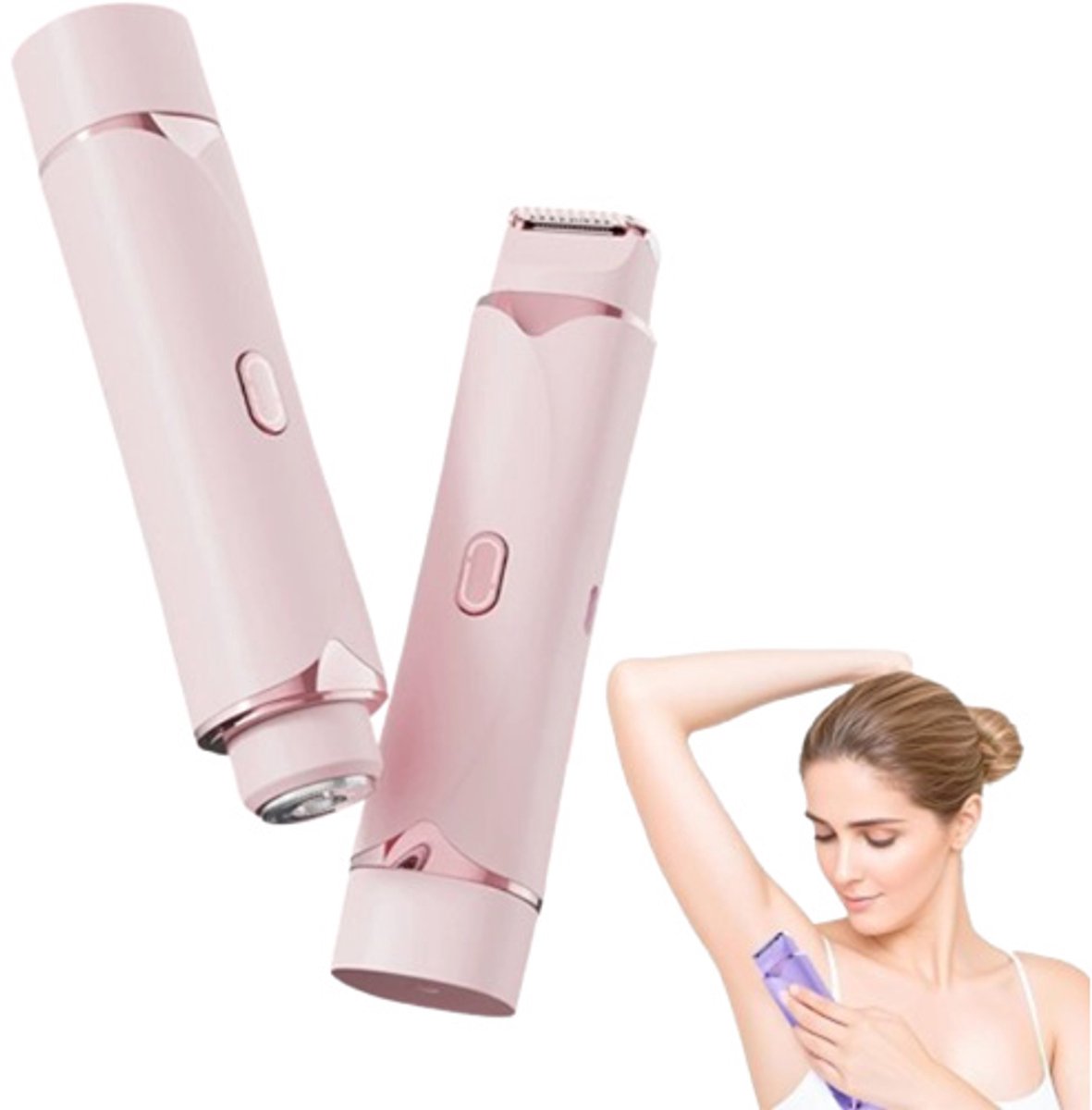 Ladyshave - Ladyshaves voor vrouwen - ladyshave oplaadbaar - Oplaadbare bikinitrimmer - Te gebruiken met dubbele scheerkoppen - Scheerapparaat voor oksels, lichaam en benen - Roze