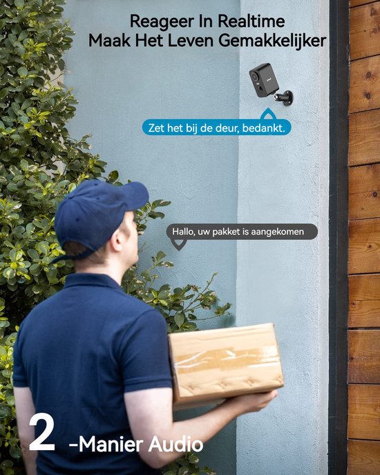 ieGeek Beveiligingscamera Draadloos Buiten - 2K Ultra HD - Camerabewaking - Bewakingscamera Voor Buiten - Buitencamera - Buiten Camera Met Nachtzicht - Oplaadbaar - Met WiFi en APP - Zwart - 4 Stuks van Merkloos — afbeelding 2
