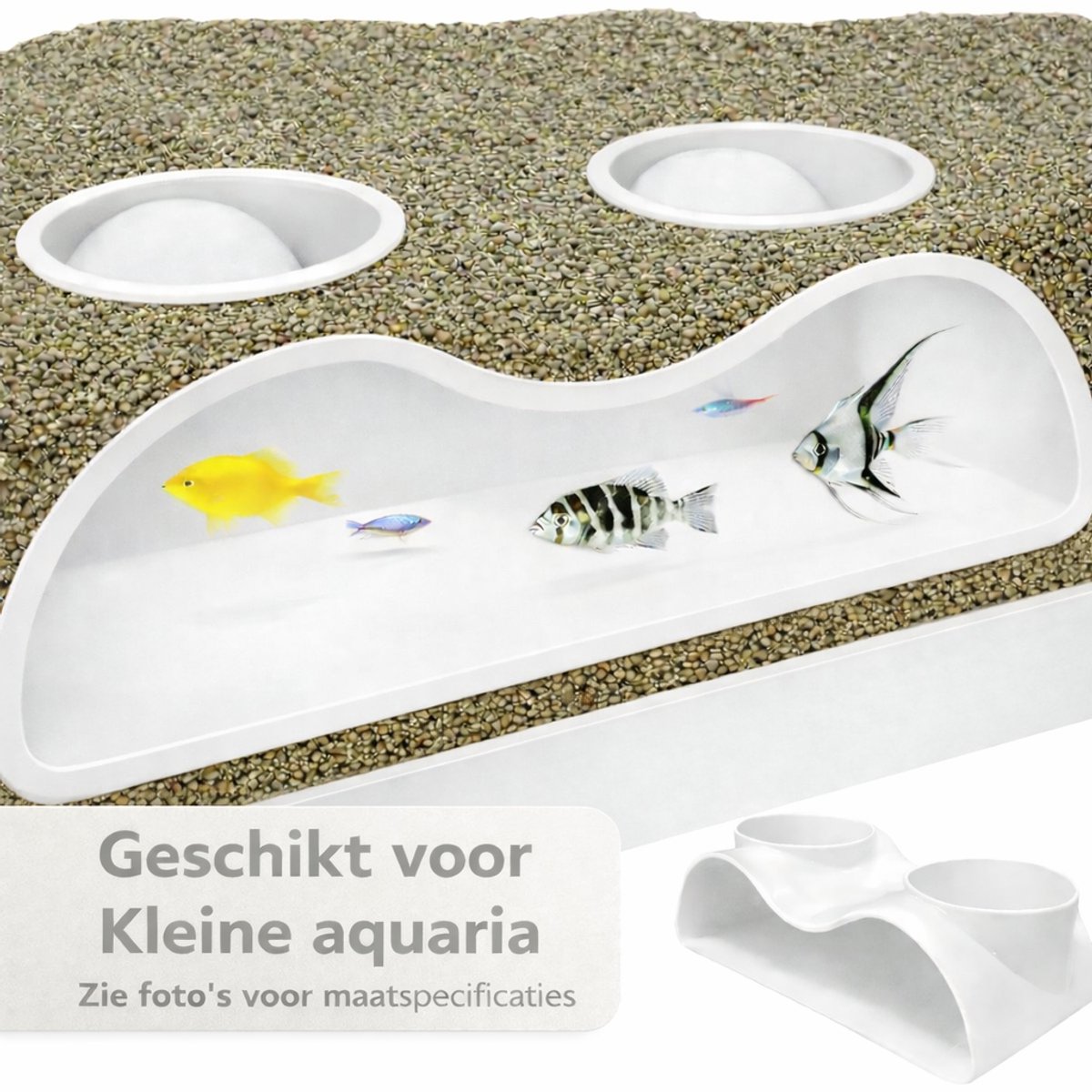 T3D Nano Aquarium Grot - Aquarium Decoratie Grot met Twee Ingangen - Wit - Veilig voor Vissen en Garnalen - In Nederland geproduceerd