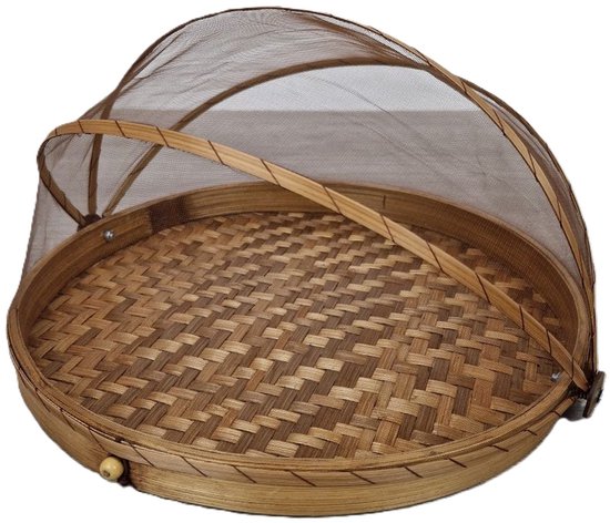 MigoStyling - Bamboe Vliegenkap - Bescherm je eten in stijl - Voedselmand - Set van 3 - Dia 25 cm, 30 cm en 35 cm - Buitenevenementen - Picknick — afbeelding 5