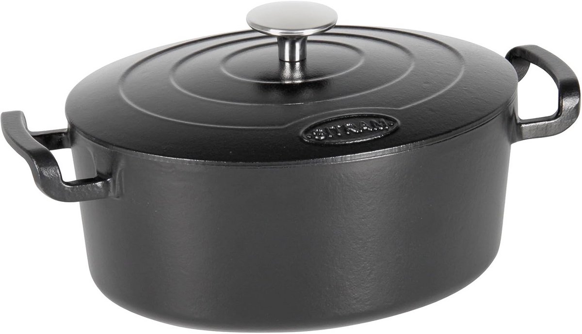 Ovale Gietijzeren Braadpan Zwart (4 Liter) - Geschikt voor Inductie en Oven