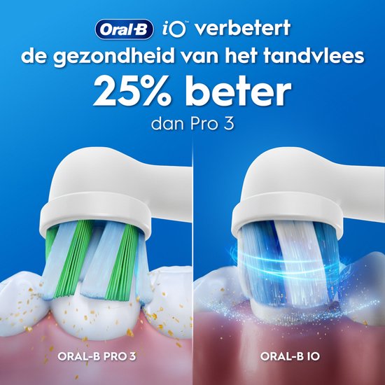 Vergelijking van Oral-B Pro 3 en Oral-B iO met focus op tandvleesreiniging.