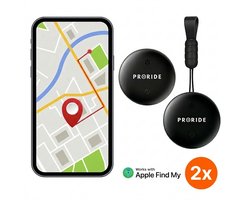 Proride® GPS Tracker 2 stuks - Geschikt voor Airtag - Sleutelzoeker - Apple Find My - Sleutelvinder/Keyfinder - Koffer Tracker - Bagage - Fiets, Fatbike, Scooter, Auto, Fiets, Kat & Kind - Zwart