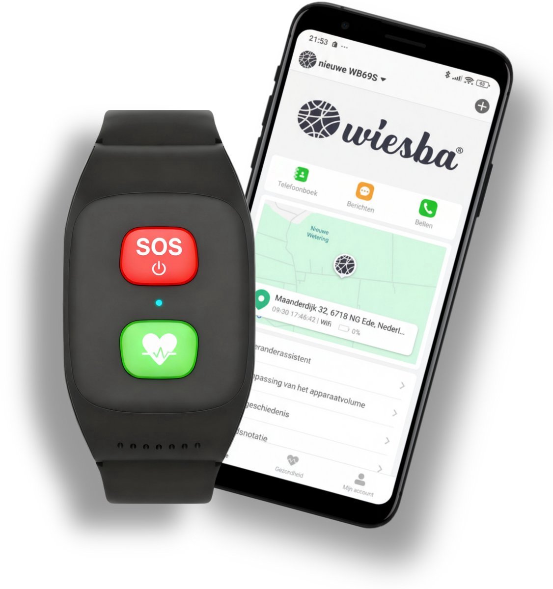 Wiesba WB69S - GPS Horloge Senior - Smartwatch voor Ouderen - Persoonlijke alarmen - alarm horloge ouderen - GPS Horloge Alzheimer - Valdetectie - Persoonlijk alarm