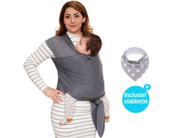 Baby Garden Draagdoek Baby Grijs - Ergonomisch - Newborn - Baby Wrap - Met slabbetje