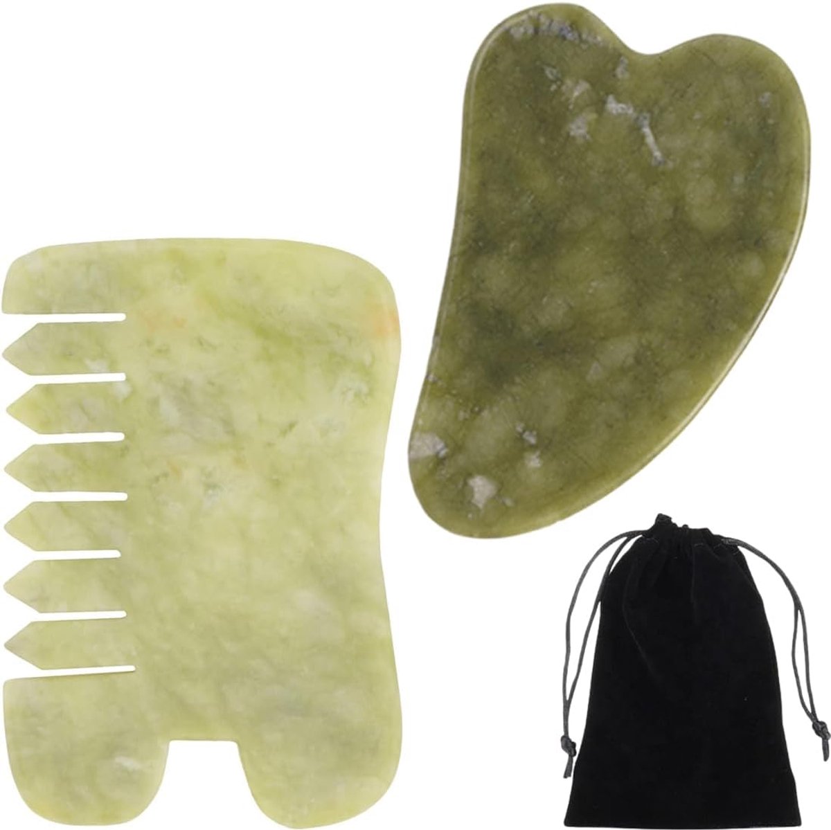 2 Stuks Handgemaakte Jade Gua Sha Schraper voor Gezicht en Lichaamsmassage