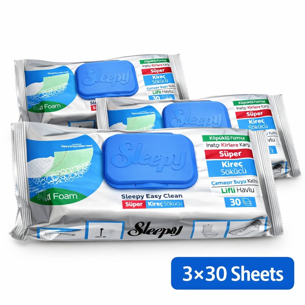 Sleepy Easy Clean Descaling Cleaning Wipes – 3×30 Sheets – Limescale Remover – Multi-Surface Cleaning Wipes