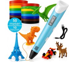 3D Pen Set - 50 Meter Filament & 10 Kleuren - Advanced Starterspakket met Vullingen & Navulling - Speelgoed & Tekenen