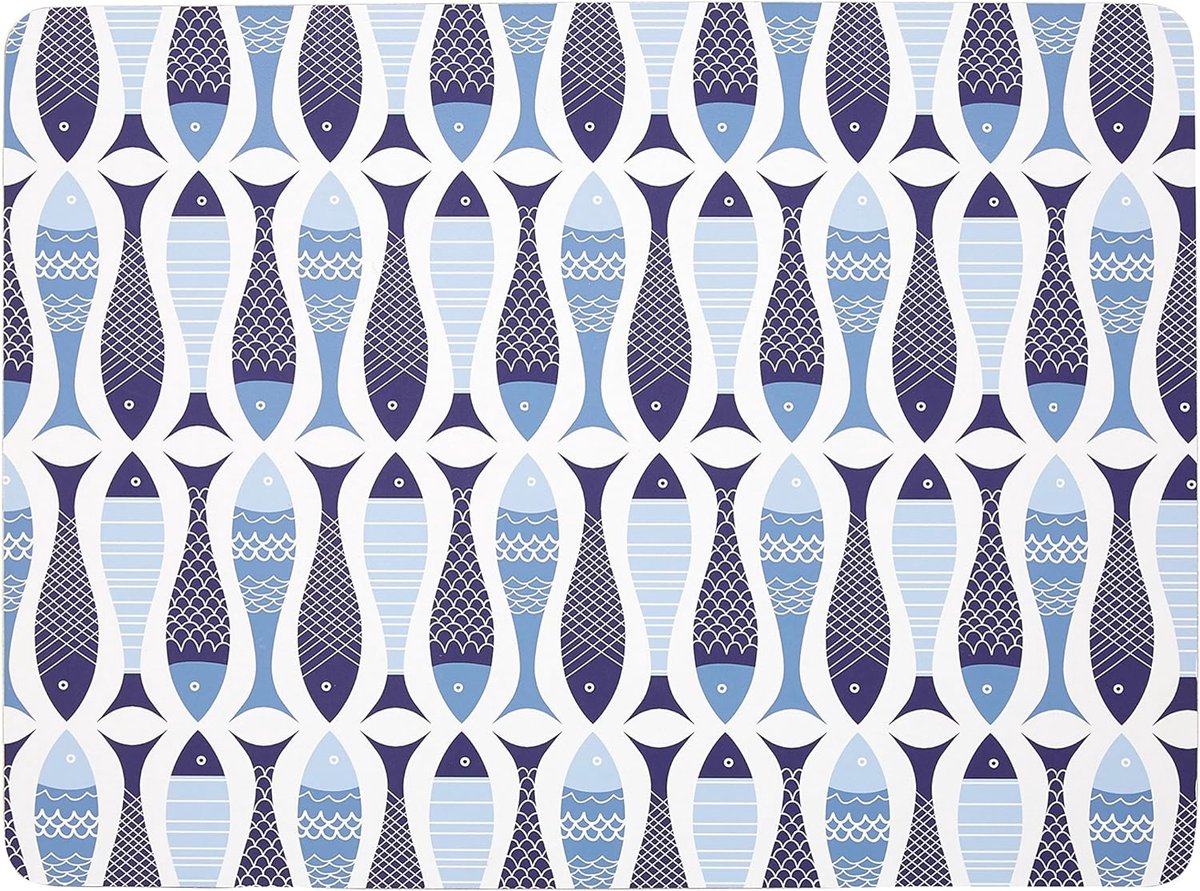 Kurk placemats met visdesign - blauw, 29 x 22 cm, 0,69 cm dik