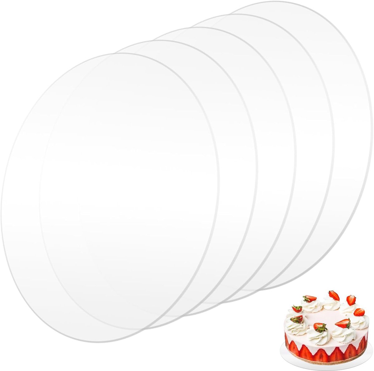 Ronde Taartplateau 30 cm - Transparant Acryl Taartbodem Set van 5