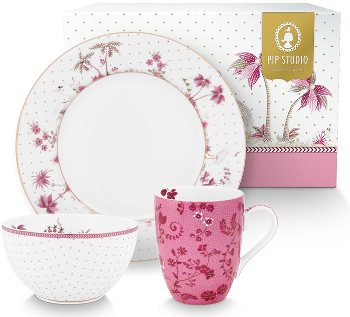 Pip studio Ontbijt Set/3 Jolie Roze porselein