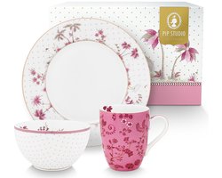 Pip Studio - Jolie Pink - Ontbijt Set/3 - Roze Porselein