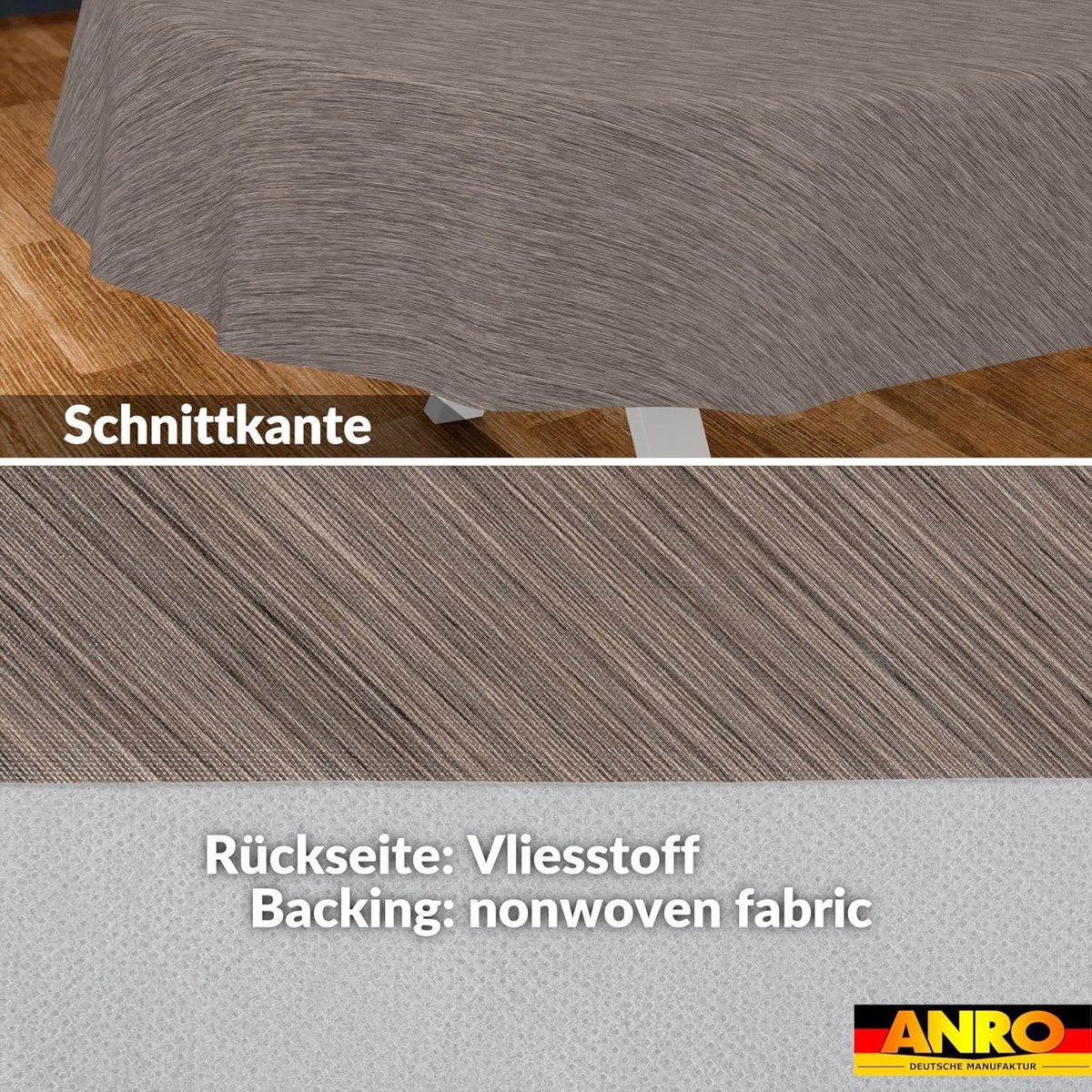 Oval Tafelzeil Linnenlook Beige Bruin 140x180 cm - Waterafstotend & Afwasbaar