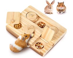 Voedselzoek-speelgoed Voor Cavia's, 6-in-1 Interactief Houten Ontwikkelingsspeelgoed Voor Hamsters, Voerbak Voor Hamsters, Snackautomaat Voor Kleine Huisdieren, Geschikt Voor Konijnen, Chinchilla's, Ratten En Zandmuizen