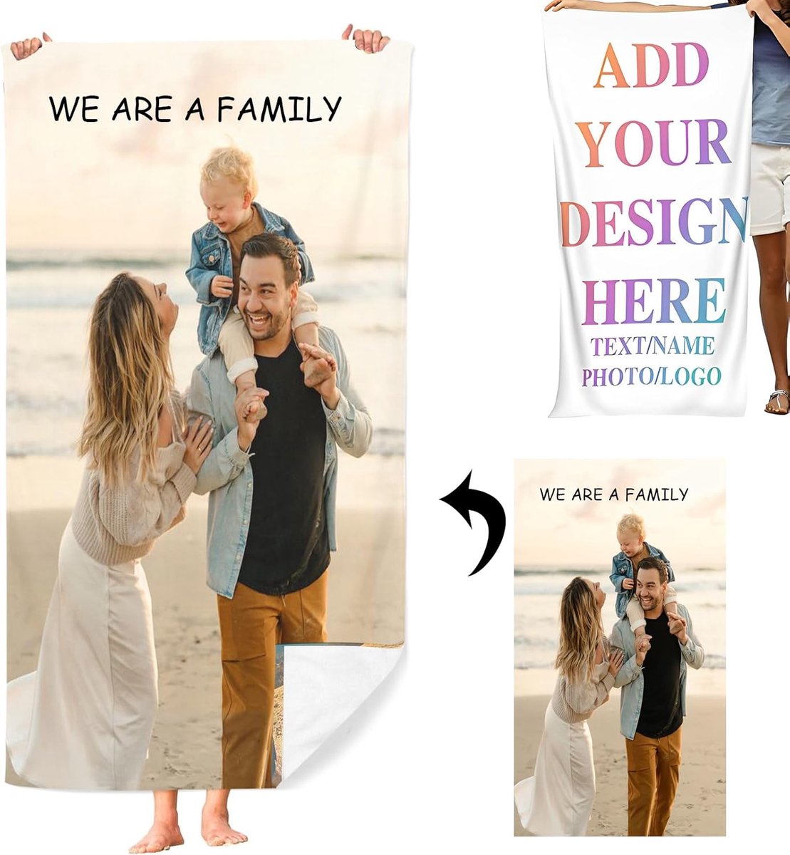 Gepersonaliseerde Strandlaken - Handdoek met Foto - Strand en Zwembad - Uniek Eigen Ontwerp - 100x200 cm - Full Colour Print