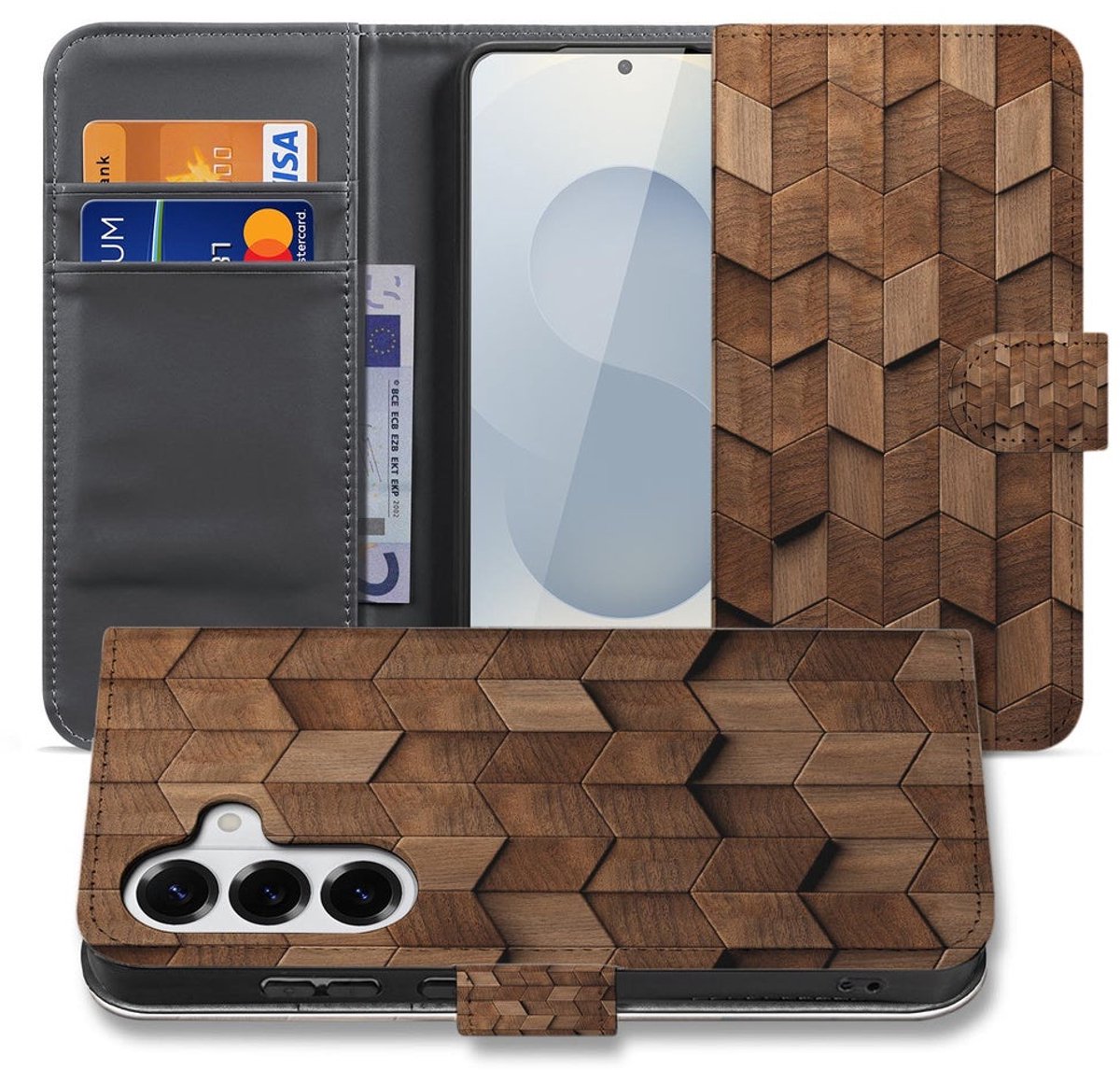 Bookcase Samsung Galaxy S26 Bruin Houtprint