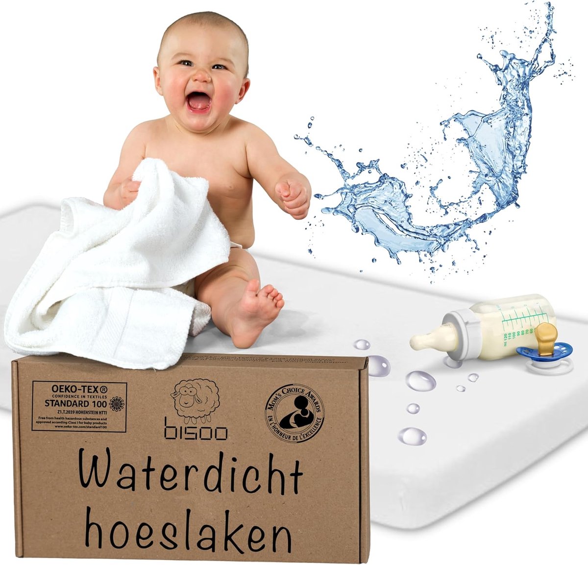 Waterproof Hoeslaken met Matrasbeschermer 2-in-1 voor Ledikant 70x130 cm - Zacht & Stiller Jersey