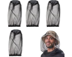 4 stuks muggennet hoofd lichte muggenbescherming outdoor, insectenbescherming outdoor camping reizen hoofdnet gezichtsnet hoofdbedekking voor outdoorliefhebbers - super fijn net, zwart