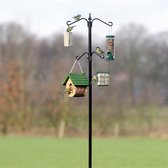 CJ Wildlife Vogelvoederstation Paal - Sunduro - Meerdere haken voor o.a. Voedersilo, Vetbolhouder of Pindasilo - Voederpaalsysteem - Zwart