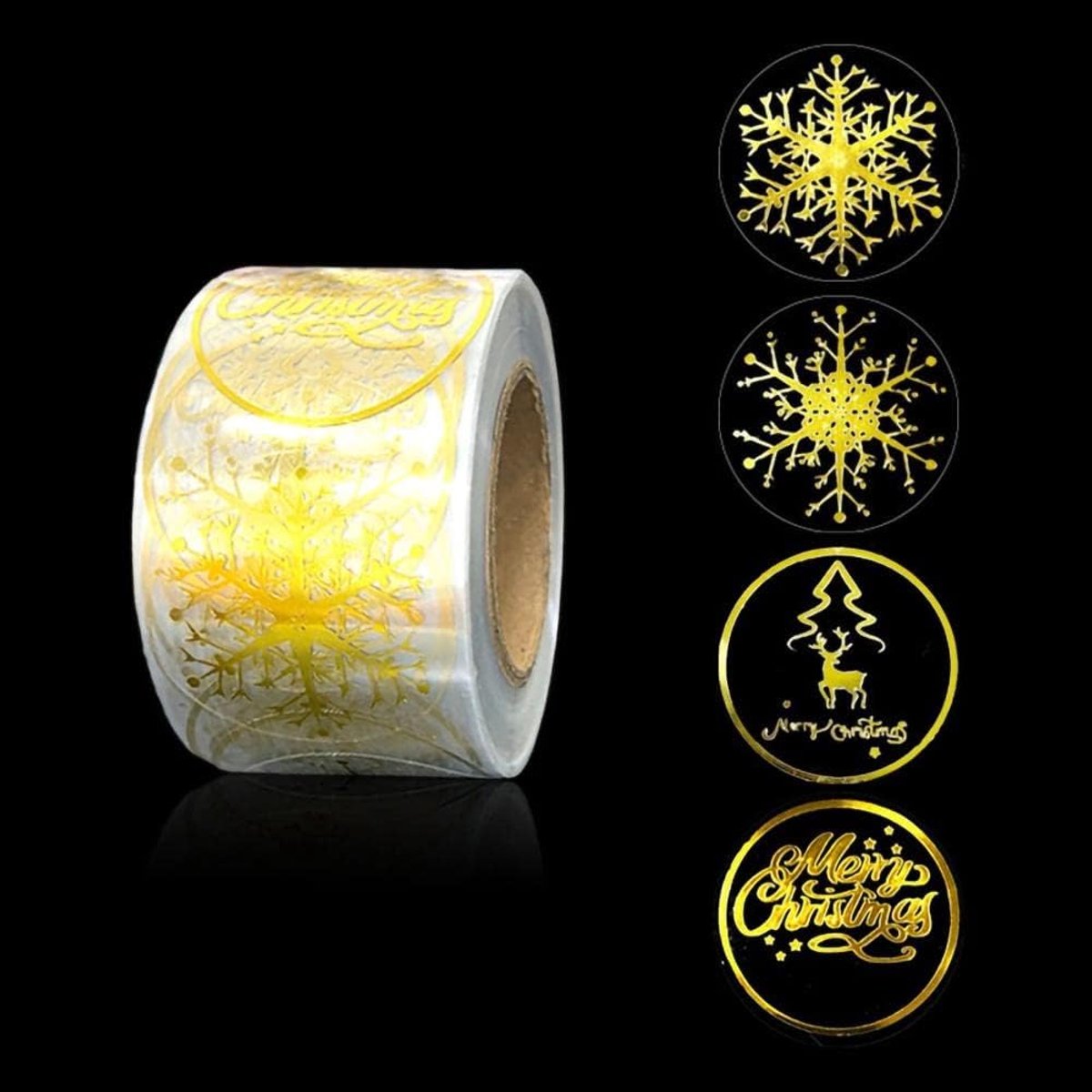Gouden Sneeuwvlok Stickers voor Cadeauverpakking - 500 stuks