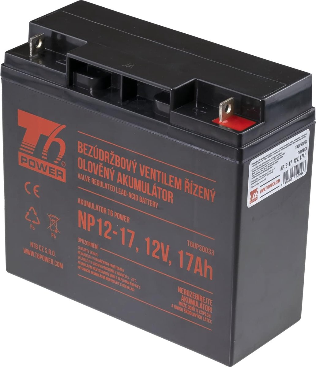 Oplaadbare Batterij - Energiebron - Apparatuur Voeden - 12 Volt 17 Ampère - 16.7 x 18.1 x 7.7