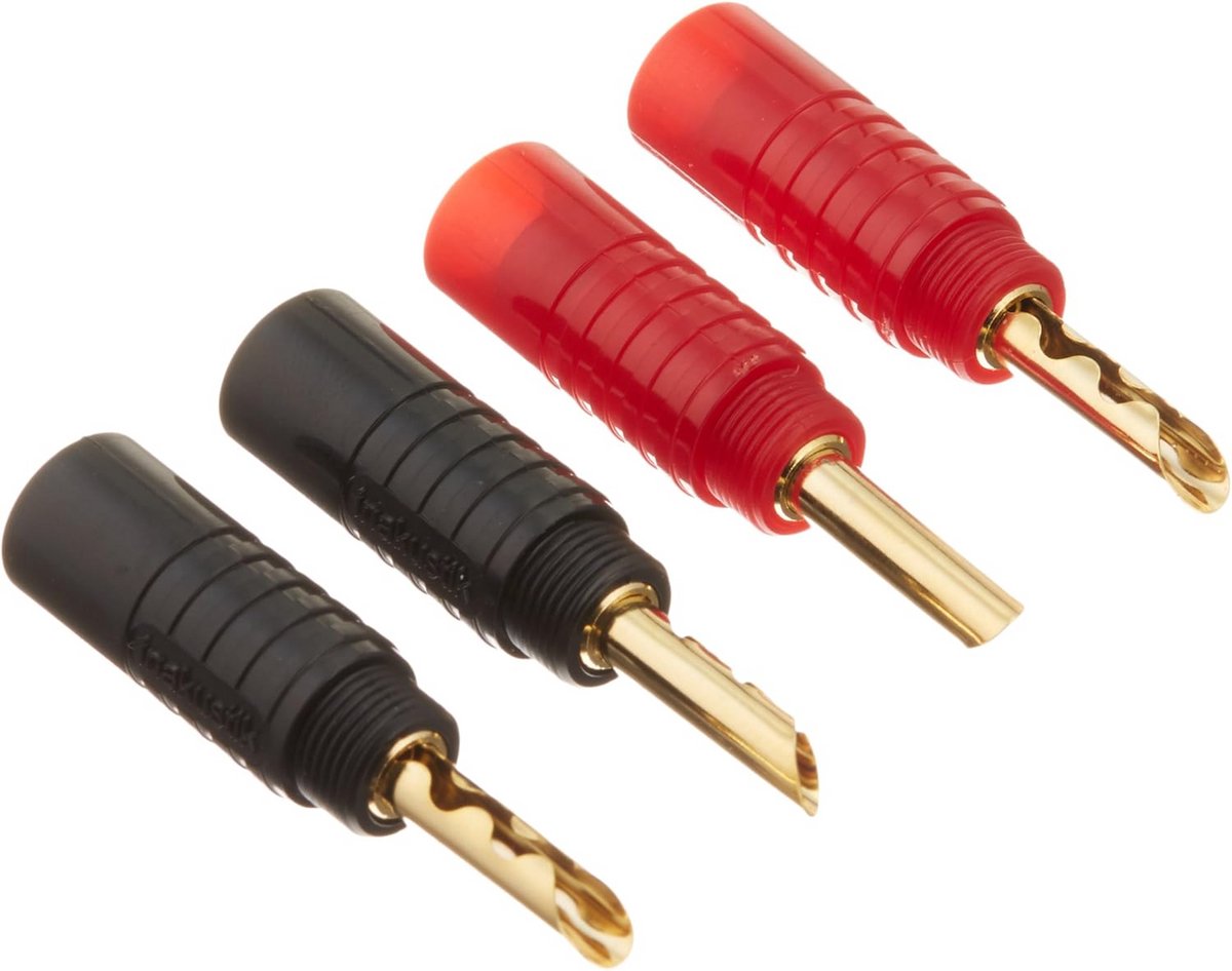 Luidsprekerstekkers Set - Banaanconnectoren - Audio Aansluitingen - Voldoet aan BFA Norm - Tot 6mm Kabel - Zwart Rood