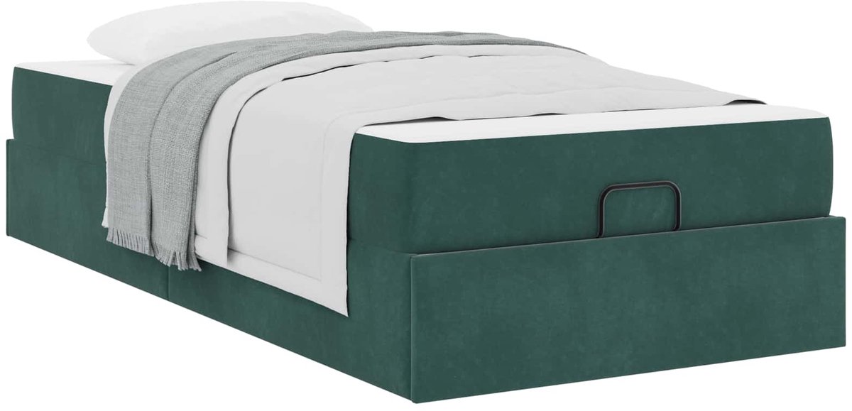 vidaXL - Bedframe - met - matras - 2 - st - Groen - Fluweel