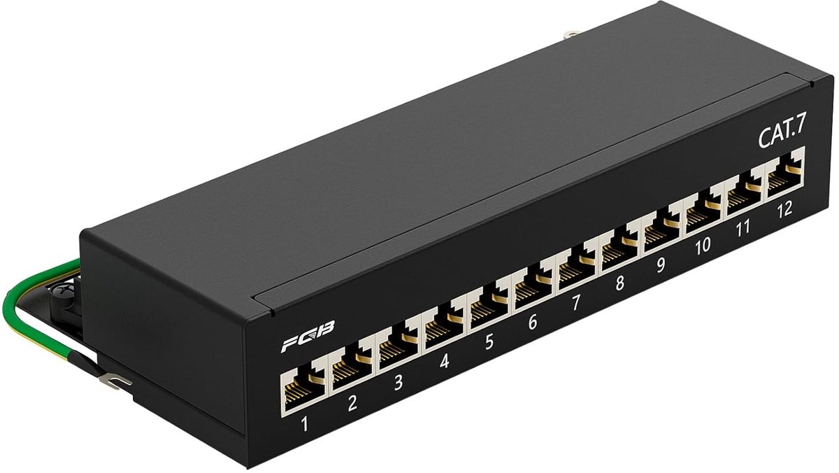 Afgeschermd CAT7 Patchpaneel 12 Poorten - Desktop en Wandmontage Netwerkverdeler