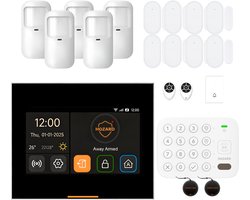Hozard® Alarmsysteem Pakket A V2.1 - WiFi & 4G Smart Home Beveiligingssysteem - Touchscreen – Slim Keypad