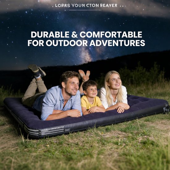 Luchtbed Queen - Opblaasbaar Matras - Kamperen Gasten - Snel Opgezet - 200cm Lang - Blauw — afbeelding 2