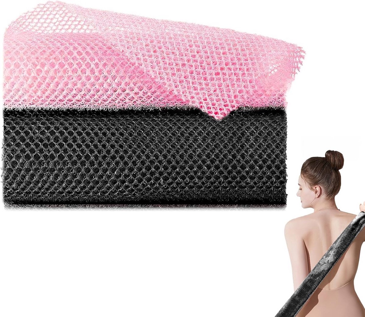 2 Stuks Lange Peelingspons voor Lichaam - Douche Scrub Net voor Mannen en Vrouwen